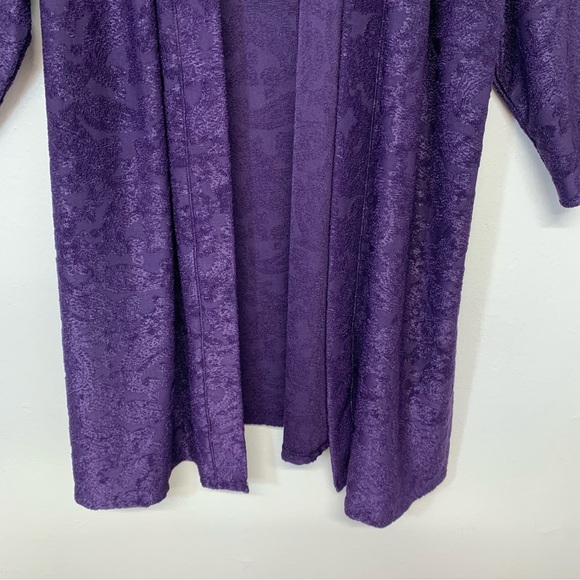 Catherines Anywear Cardigan 1X 18/20  Purple Open Stretch 3/4‎ Sleeve Lagenlook - Picture 4 of 9